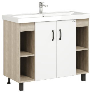 Напольная тумба под раковину Onika Тимбер 110011 100см белый матовый/дуб сонома